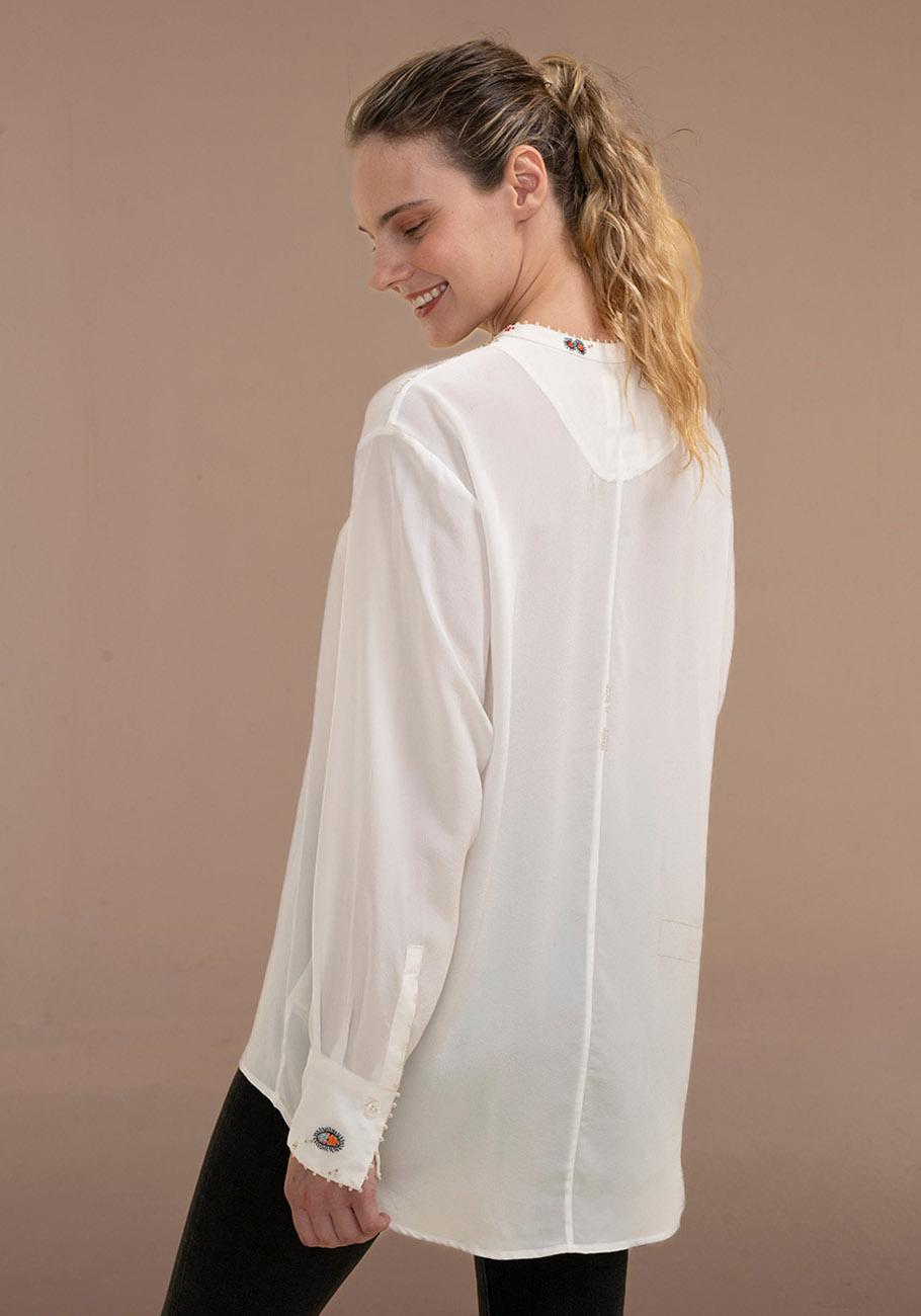 Rose & Lini AN AN LONDREE SILK “LONG BLOUSE” WHITE Italy
