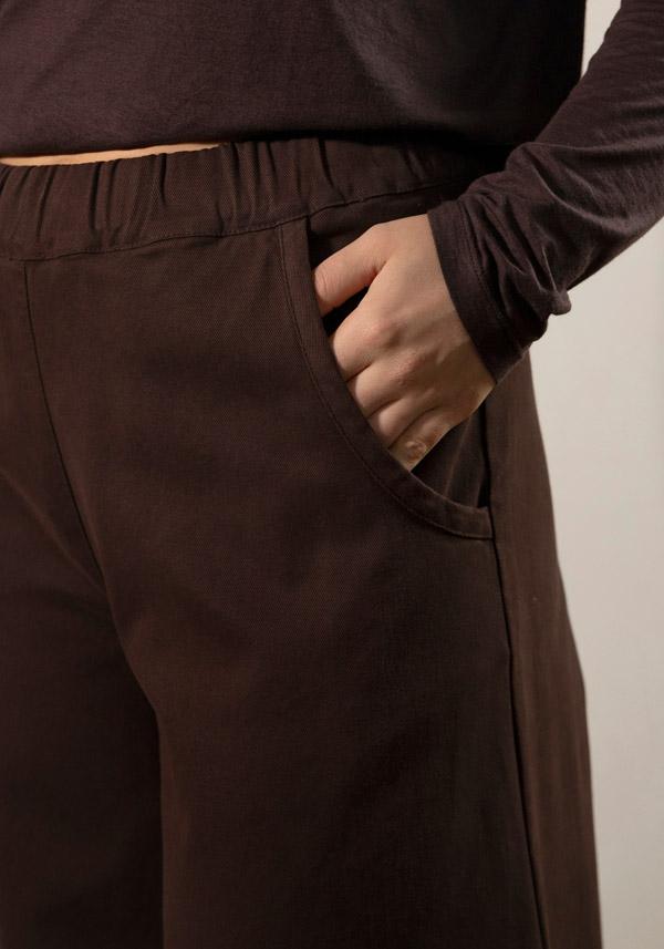 Rose & Lini BARBARA TANI COTTON “PANTS 457 C01” CHOCO BROWN Vendita