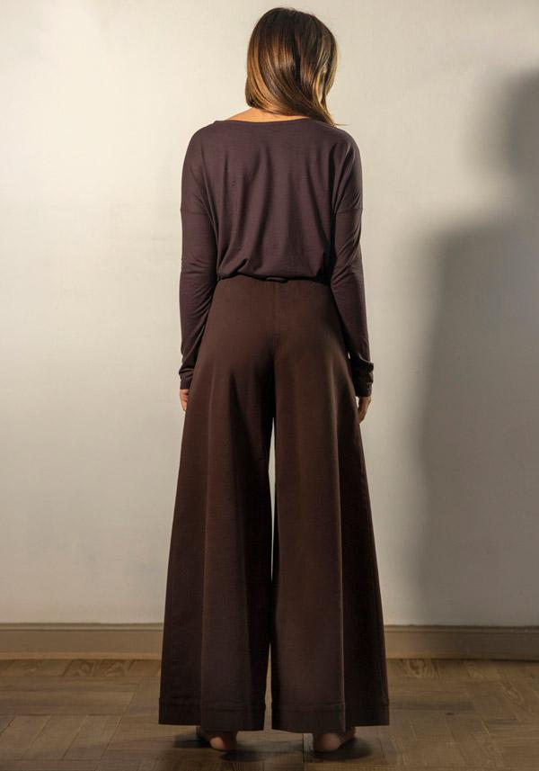 Rose & Lini BARBARA TANI COTTON “PANTS 457 C01” CHOCO BROWN Vendita