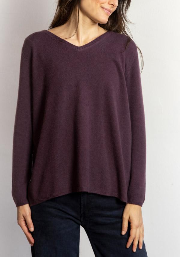 Rose & Lini MIRROR IN THE SKY CASHMERE V-NECK SWEATER PLAIN CHICORY Acquista Ora