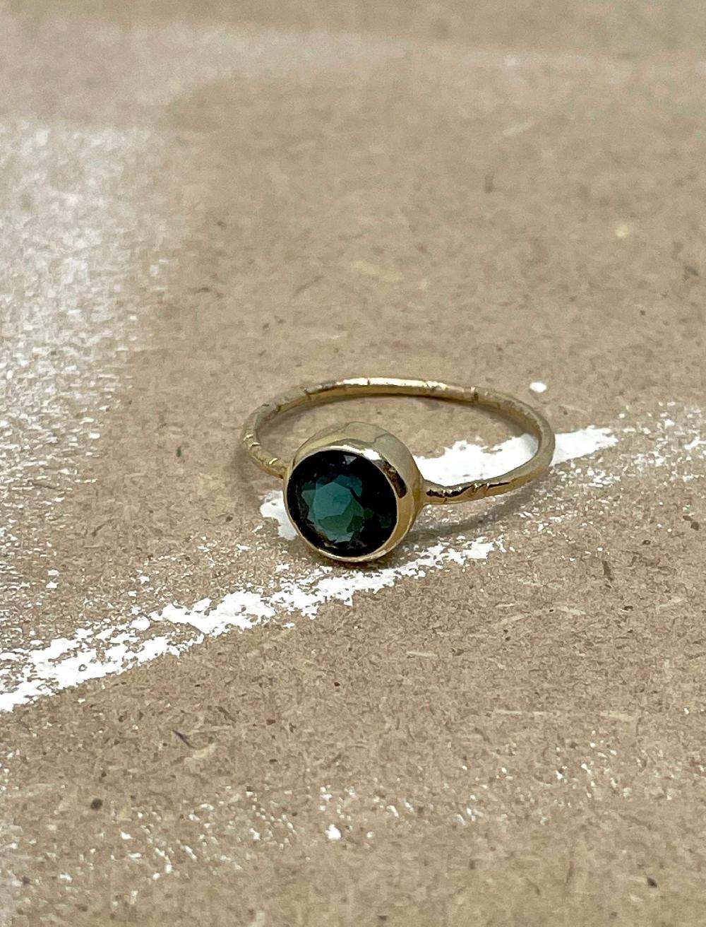 Rose & Lini MAITEA ROUND “TOURMALINE” PETROL BLUE RING Shopping Online