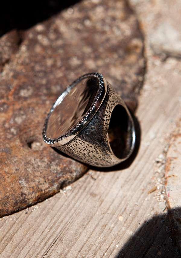 Rose & Lini SIMONA TAGLIAFERRI LARGE “MOON RING J164” BLACK DIAMONDS Economico