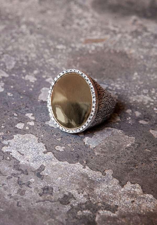 Rose & Lini SIMONA TAGLIAFERRI LARGE “MOON RING J224” YELLOW GOLD & WHITE DIAMONDS Outlet