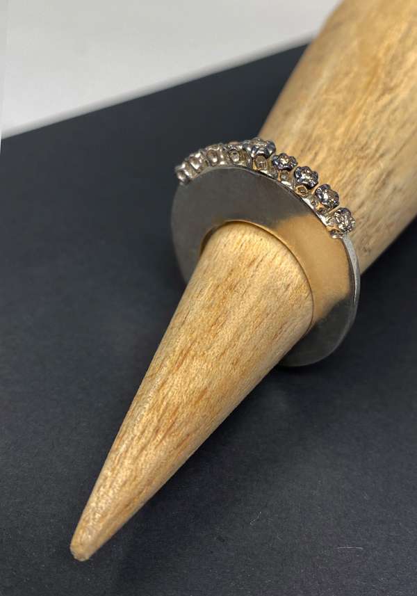 Rose & Lini ROSAMARIA “BRENNON” COGNAC DIAMONDS SILVER RING Vendite Flash