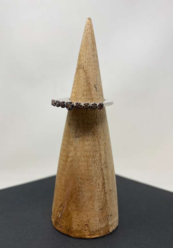 Rose & Lini ROSAMARIA “BRENNON” COGNAC DIAMONDS SILVER RING Vendite Flash