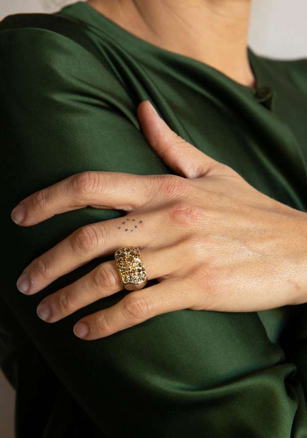 Rose & Lini ROSAMARIA SILVER & GOLD “NASHKA B” BROWN DIAMONDS RING Negozio online di fabbrica
