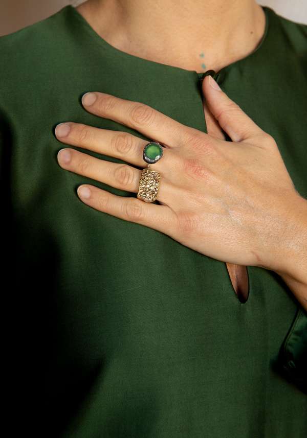 Rose & Lini ROSAMARIA SILVER & GOLD “NASHKA B” BROWN DIAMONDS RING Negozio online di fabbrica