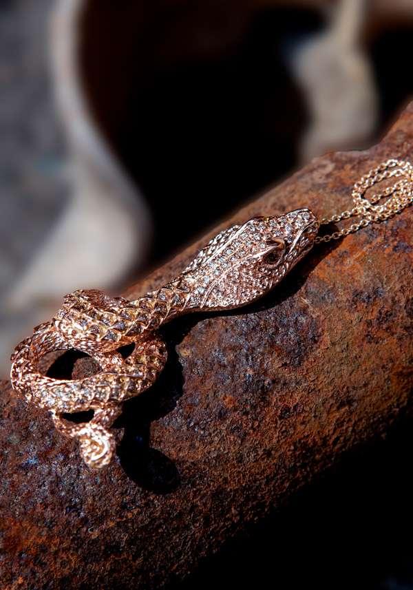 Rose & Lini SIMONA TAGLIAFERRI “COBRA PENDANT NECKLACE J217” PINK GOLD Flash Sale