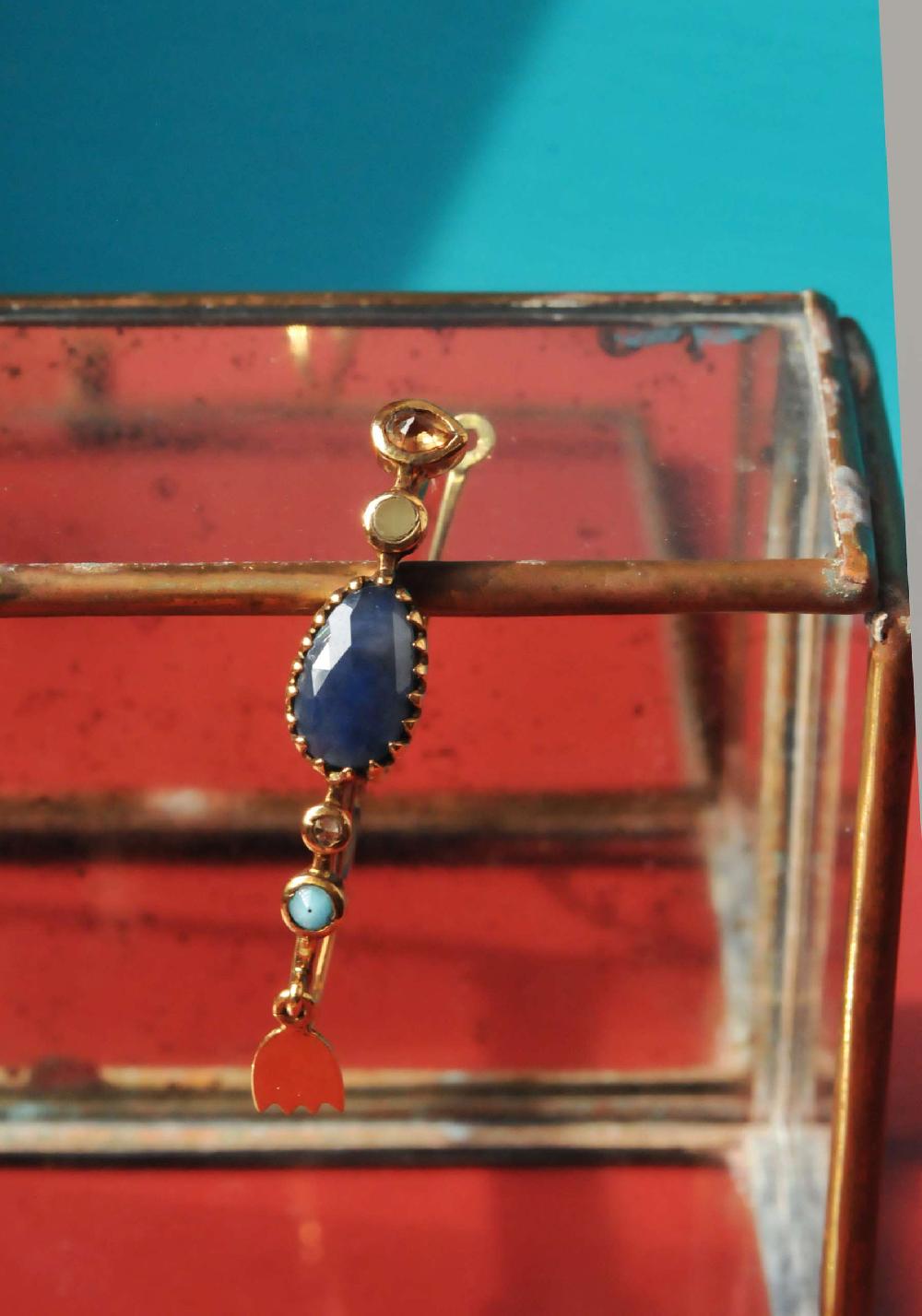 Rose & Lini DORETTE GOLD & BLUE EARRINGS Fornitura limitata