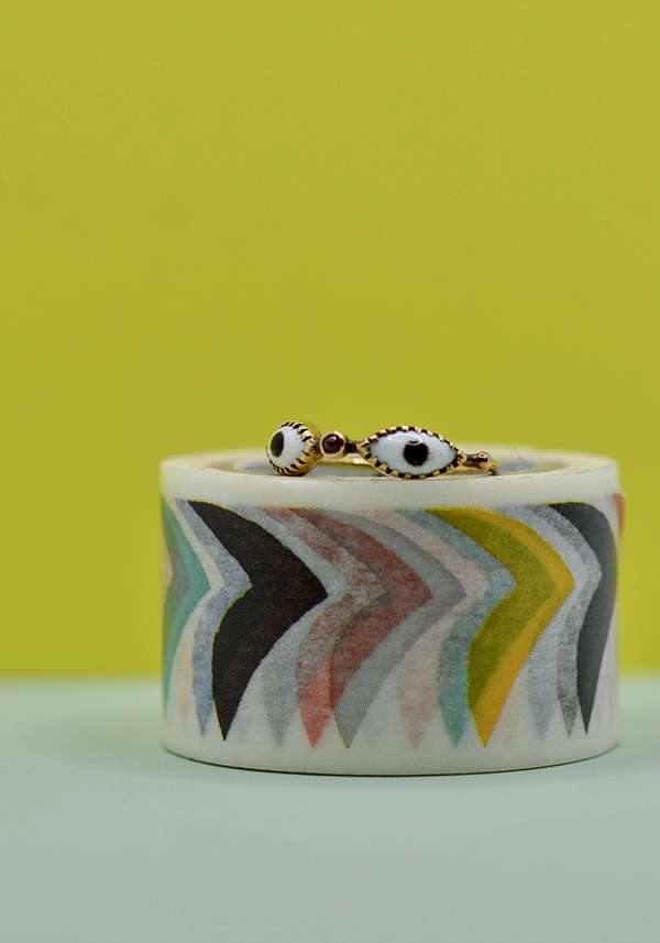 Rose & Lini DORETTE CERAMIC & RUBY “BAGUE OEIL” GOLD RING Cyber Monday