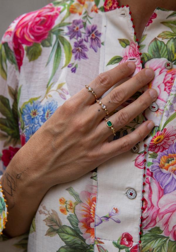 Rose & Lini DORETTE GOLD & PINK CABOCHON “BAGUE SIMPLE” RING Offerta per la Festa della Mamma
