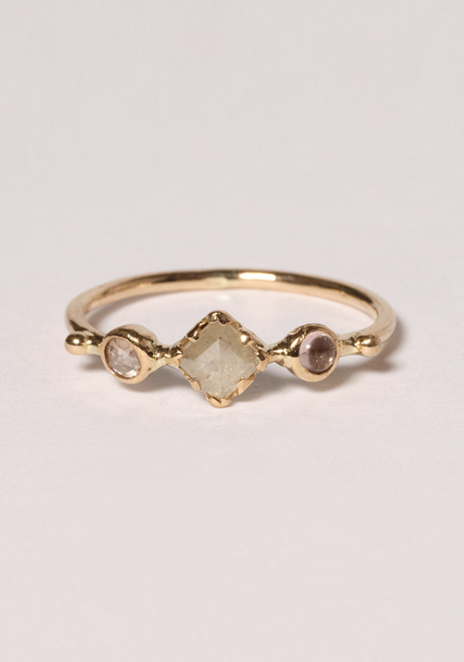 Rose & Lini DORETTE GOLD & PINK CABOCHON “BAGUE SIMPLE” RING Offerta per la Festa della Mamma