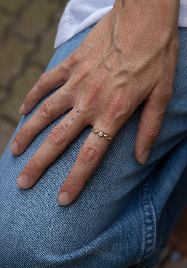 Rose & Lini DORETTE GOLD & PINK CABOCHON “BAGUE SIMPLE” RING Offerta per la Festa della Mamma