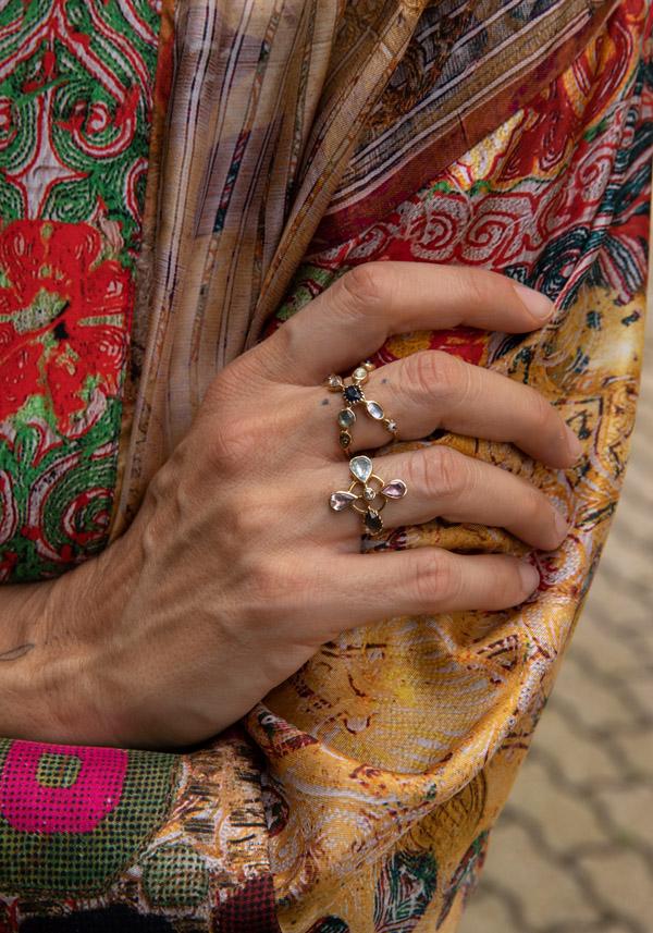 Rose & Lini DORETTE “BAGUE TRÈFLE” GOLD RING Vendita calda