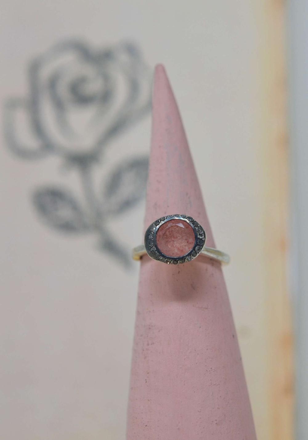 Rose & Lini ROSAMARIA SILVER “BEENU” DIAMONDS & PINK QUARTZ RING Online Outlet