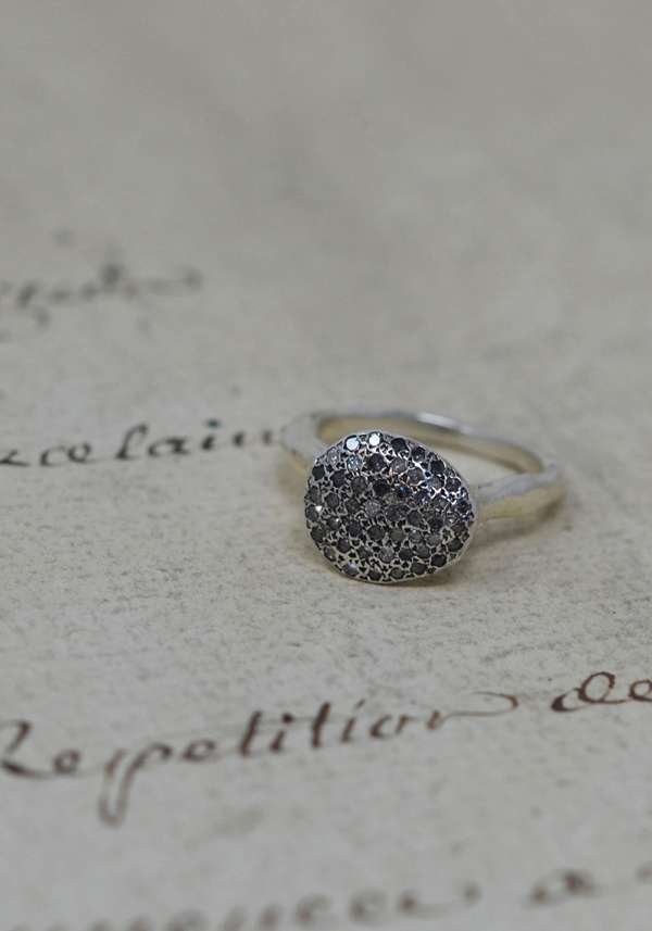 Rose & Lini ROSAMARIA “BLAZE” GREY DIAMONDS SILVER RING Lightning offer
