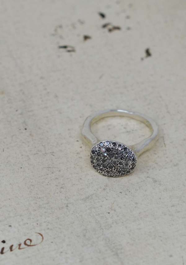 Rose & Lini ROSAMARIA “BLAZE” GREY DIAMONDS SILVER RING Lightning offer