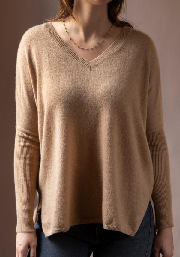 Rose & Lini ABSOLUT CASHMERE “PONCHO CAMILLE” CAMEL Grandi sconti