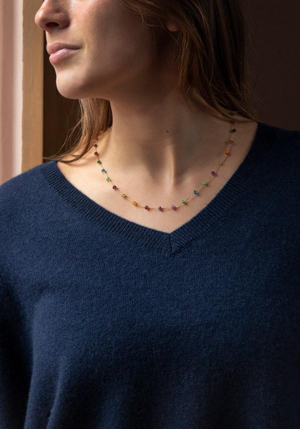 Rose & Lini ABSOLUT CASHMERE “PONCHO CAMILLE” NAVY Liquidazione