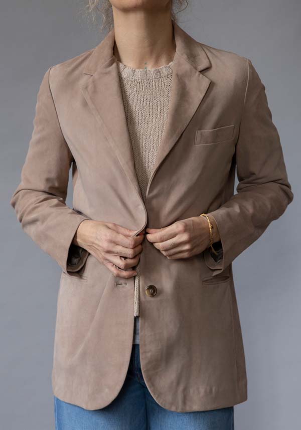 Rose & Lini KILTIE SUEDE LEATHER “LUCAS JACKET” SAND Enormi risparmi