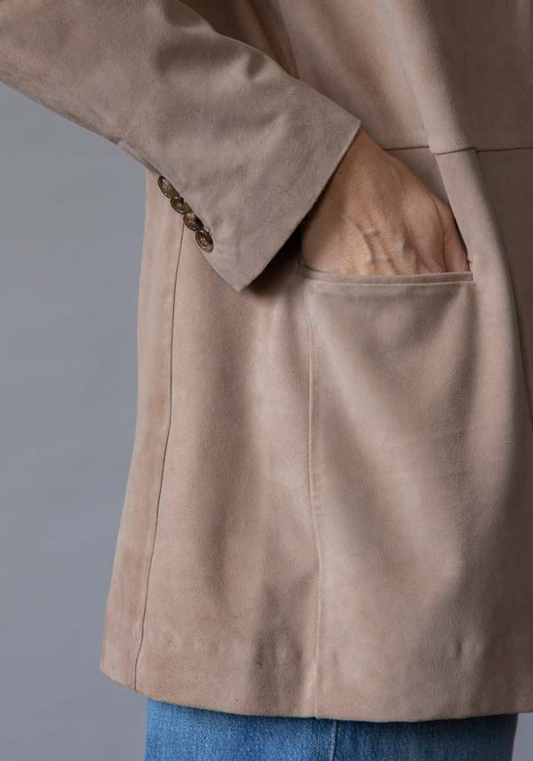Rose & Lini KILTIE SUEDE LEATHER “LUCAS JACKET” SAND Enormi risparmi