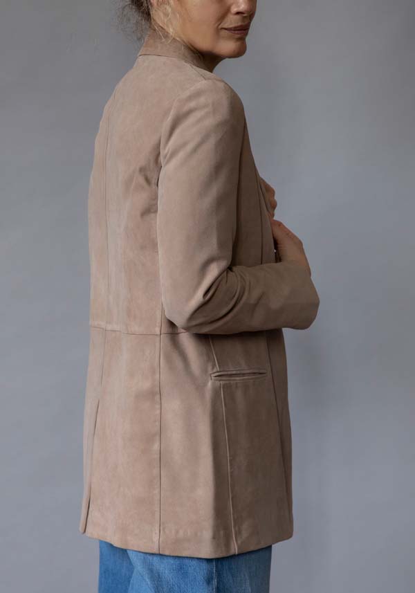 Rose & Lini KILTIE SUEDE LEATHER “LUCAS JACKET” SAND Enormi risparmi