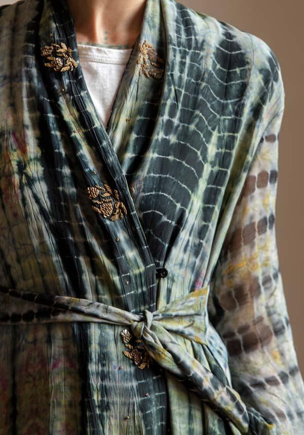 Rose & Lini OBIDI PATTERNED SILK “AMBER DRESS” BLACK Sconti VIP
