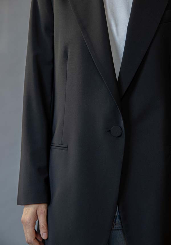 Rose & Lini KILTIE WOOL “DESOTO JACKET” BLACK Prezzo basso