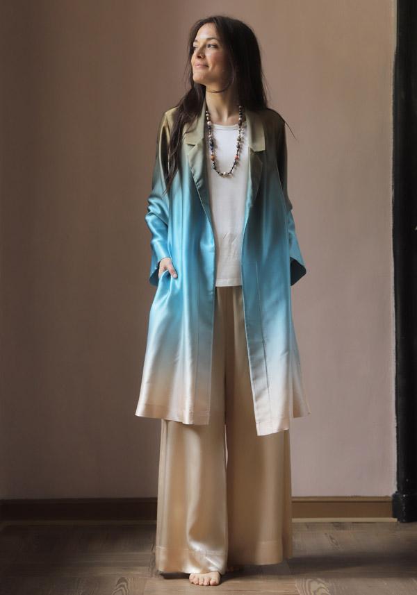 Rose & Lini SLEEP NO MORE SILK “SNM04” CHINA BLUE DUSTY COAT
