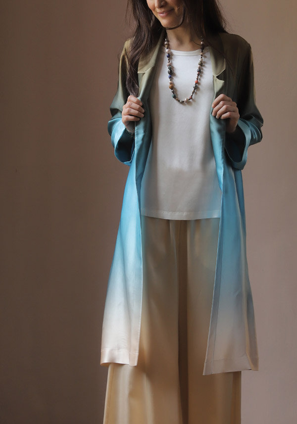 Rose & Lini SLEEP NO MORE SILK “SNM04” CHINA BLUE DUSTY COAT Super Saving Price