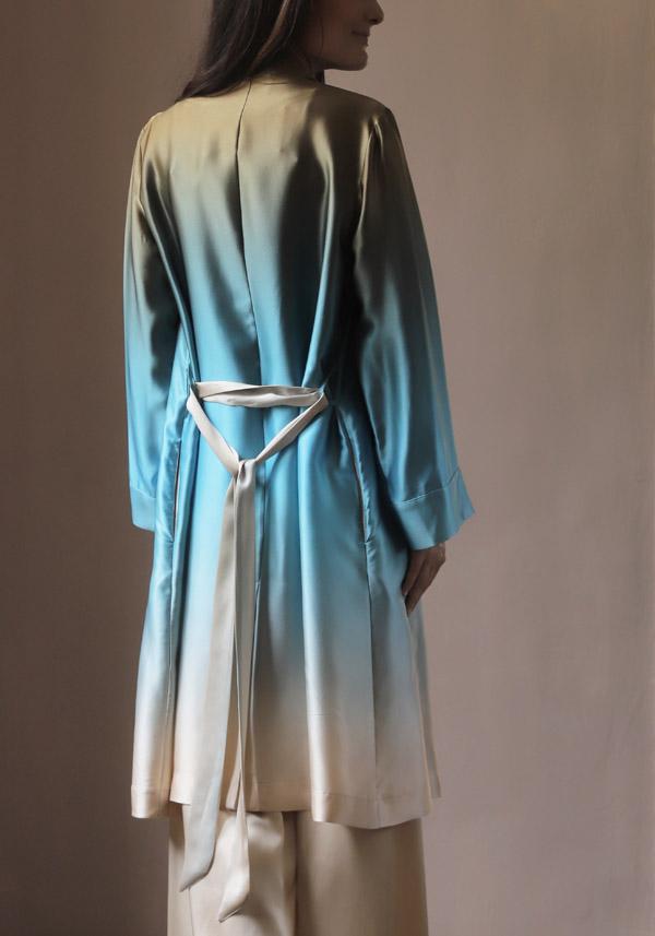 Rose & Lini SLEEP NO MORE SILK “SNM04” CHINA BLUE DUSTY COAT Super Saving Price