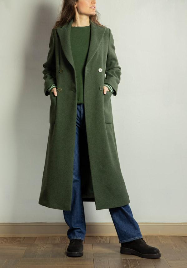 Rose & Lini CRISTINA BONFANTI YACK “LARES” MOSS GREEN COAT Offerta settimanale