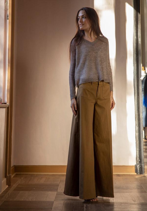 Rose & Lini PS. DON’T FORGET ME “GRACE DYED” WIDE LEG JEANS VIGOGNA Latest stili