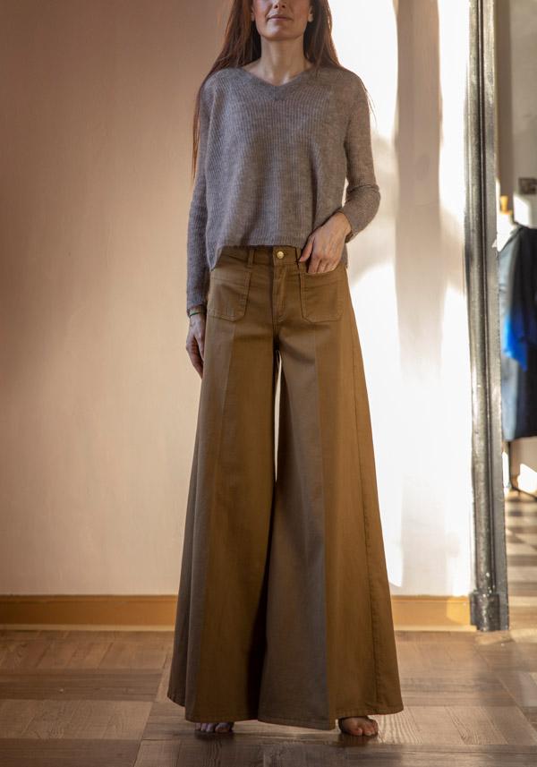 Rose & Lini PS. DON’T FORGET ME “GRACE DYED” WIDE LEG JEANS VIGOGNA Latest stili
