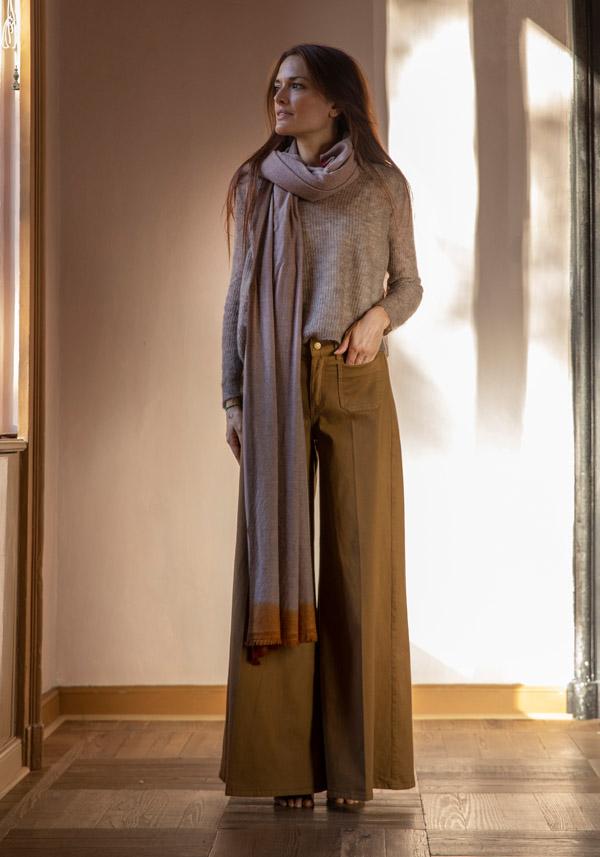 Rose & Lini PS. DON’T FORGET ME “GRACE DYED” WIDE LEG JEANS VIGOGNA Latest stili