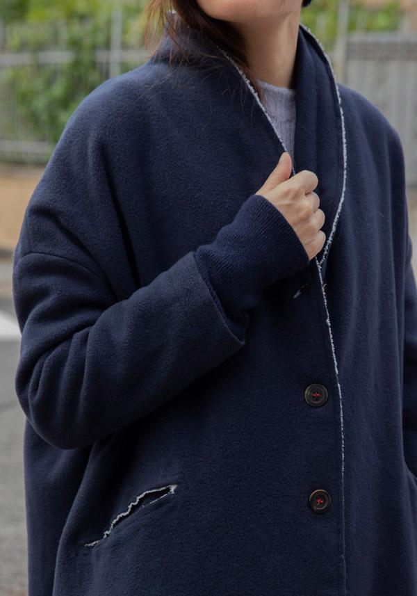 Rose & Lini HANNOH WOOL & CASHMERE “MILENA” NAVY COAT Sostegno trimestrale