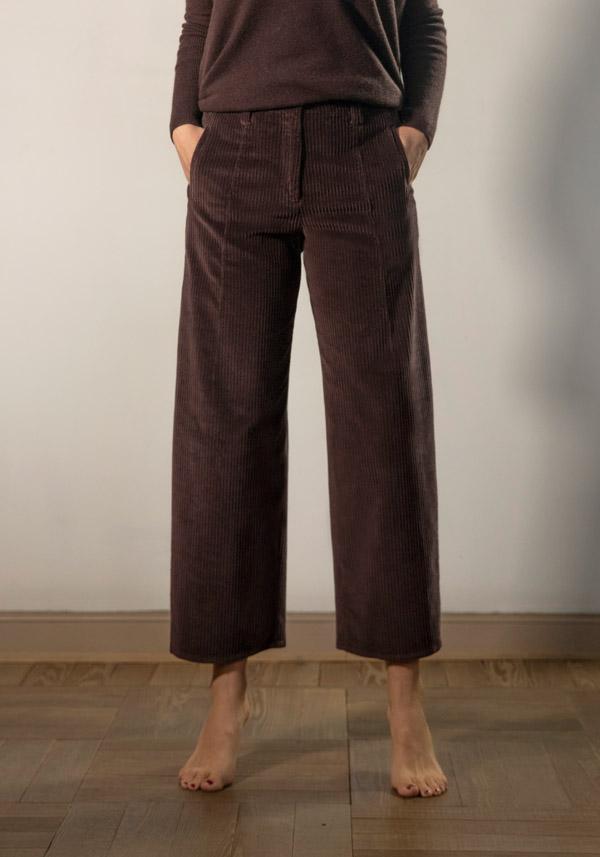 Rose & Lini BARBARA TANI “PANTS 462 V03” CORDUROY CHOCO BROWN Super sconto