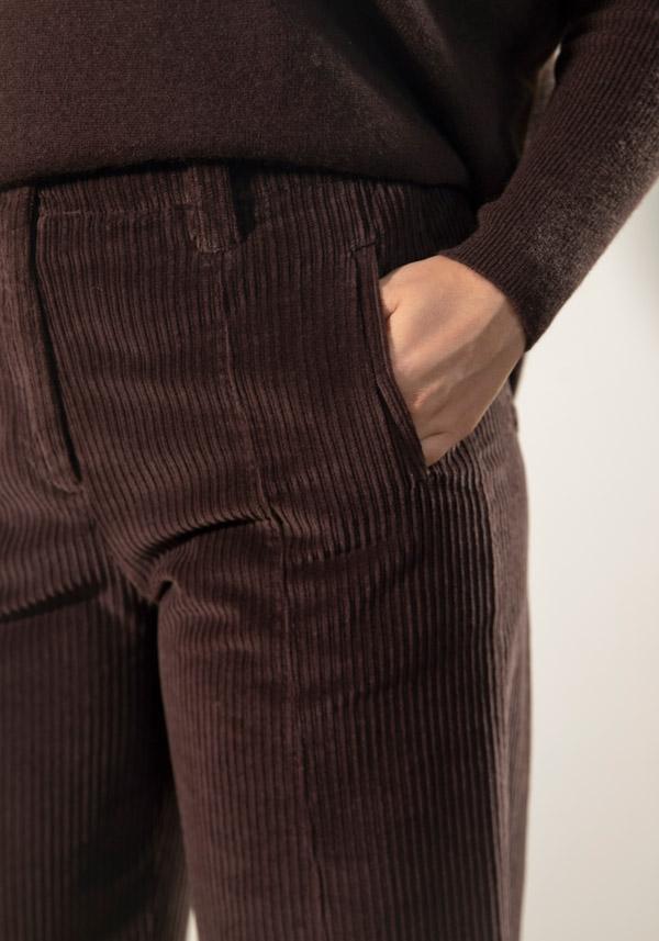 Rose & Lini BARBARA TANI “PANTS 462 V03” CORDUROY CHOCO BROWN Super sconto
