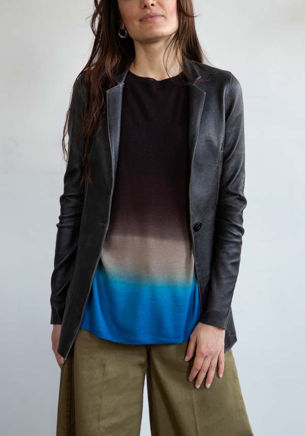 Rose & Lini GIORGIO BRATO LEATHER “BLAZER” VINTAGE BLACK In vendita