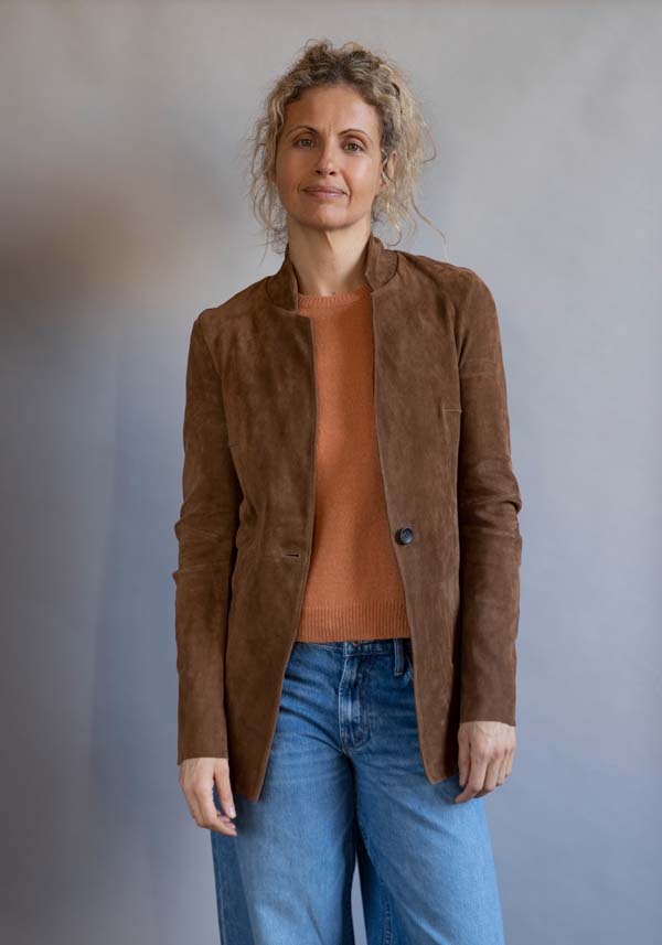 Rose & Lini GIORGIO BRATO SUEDE LEATHER “BLAZER” MUD Duty-free