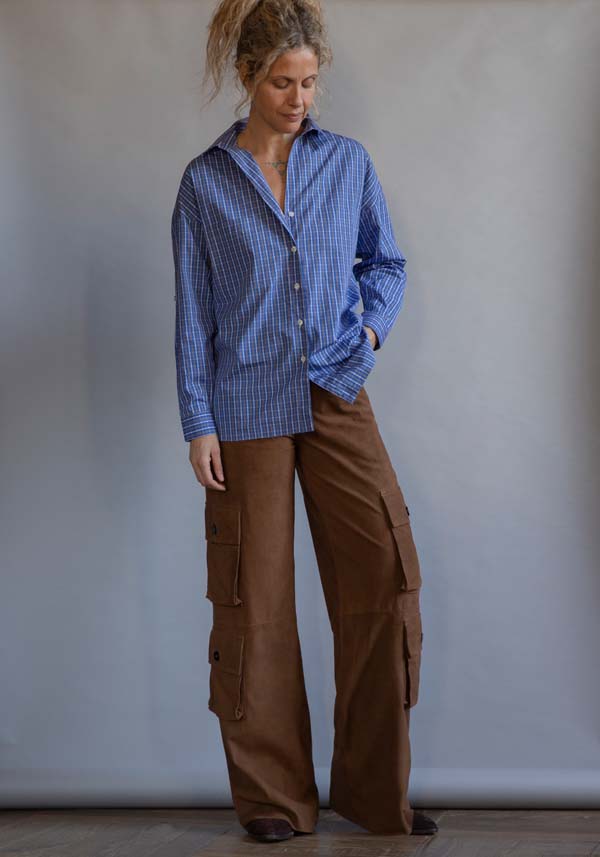 Rose & Lini GIORGIO BRATO SUEDE LEATHER “CARGO PANTS” RUM Sconti questo mese