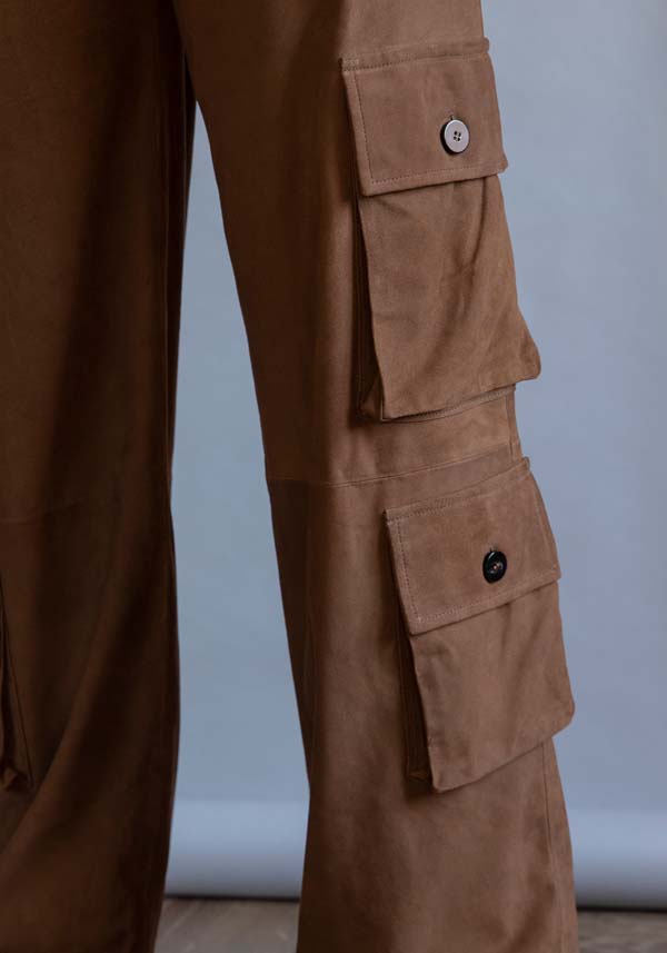 Rose & Lini GIORGIO BRATO SUEDE LEATHER “CARGO PANTS” RUM Sconti questo mese