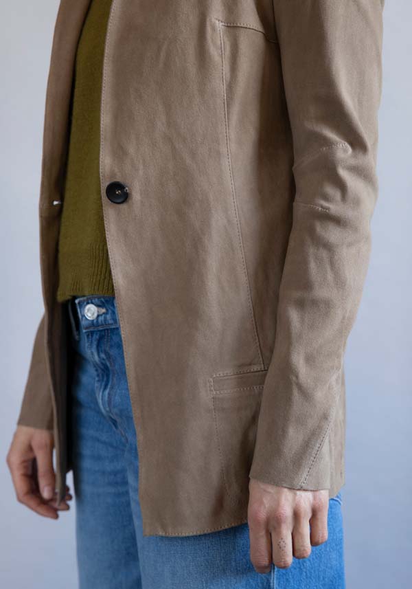 Rose & Lini GIORGIO BRATO SUEDE LEATHER “BLAZER” TAUPE 2025
