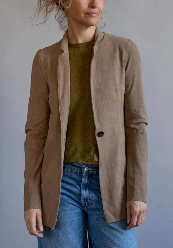 Rose & Lini GIORGIO BRATO SUEDE LEATHER “BLAZER” TAUPE 2025