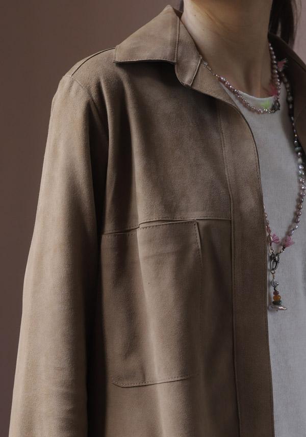 Rose & Lini FURLING BY GIANI SUEDE LEATHER “PERLA” TAUPE JACKET Italy