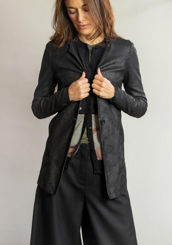Rose & Lini GIORGIO BRATO LEATHER “BLAZER 7985” BLACK JACKET