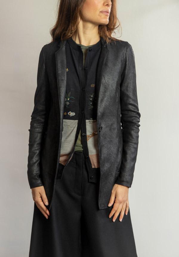 Rose & Lini GIORGIO BRATO LEATHER “BLAZER 7985” BLACK JACKET Italia