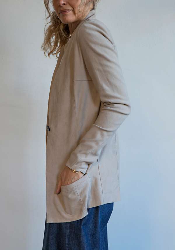 Rose & Lini GIORGIO BRATO SHELL SUEDE LEATHER “BLAZER STRETCH” Promozione
