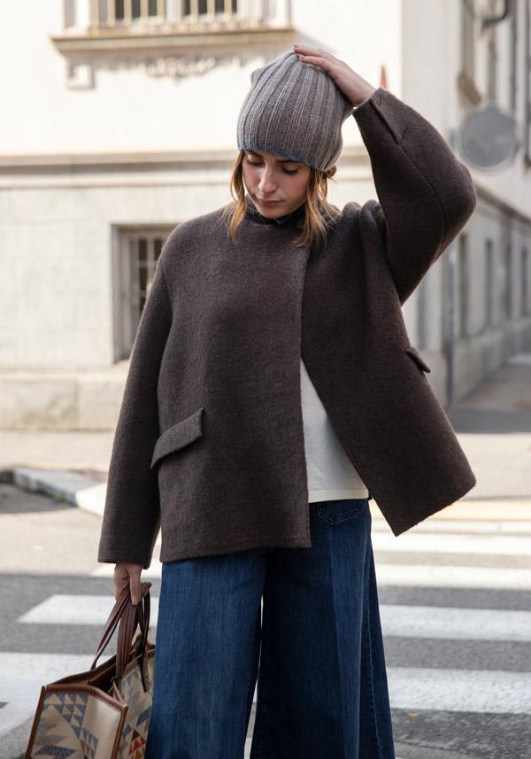 Rose & Lini BOBOUTIC WOOL JACKET “4765” BROWN Consegna Veloce
