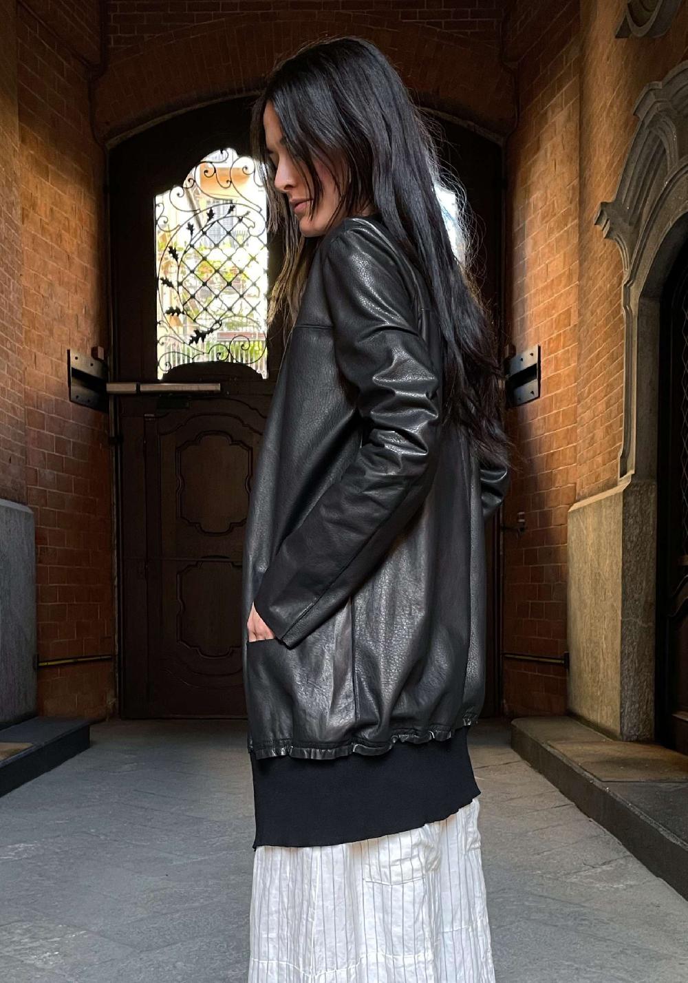 Rose & Lini GIORGIO BRATO BLACK LEATHER “CARDIGAN OVER” Affare Del Giorno